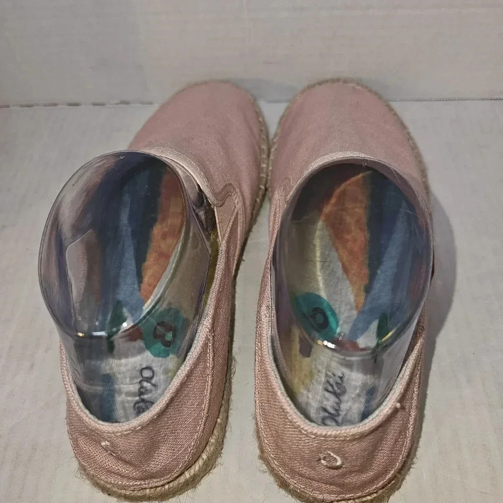 Olukai Kaula Pa'a Kapa Espadrille Flats Shoe Women Size 8 Casual Pink